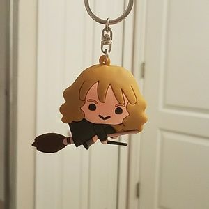 PRICE DROP! Hermione on broom keychain